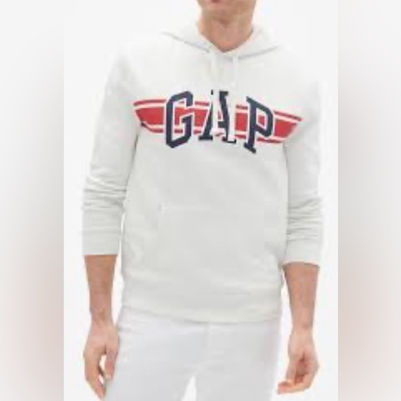 GAP Cream Hoodie with Red and Blue Accents Sz XL Unisex - Picture 1 of 12